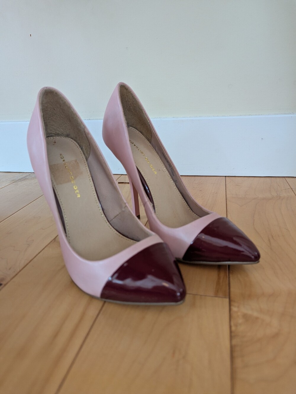 KG kuet Geiger Two-Tone Pink and Burgundy Pointed Toe Pumps